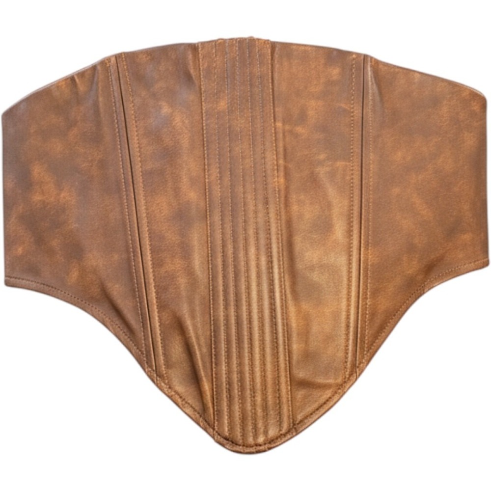 Fashion Nova Out West Washed Faux Leather Corset Top Brown Size M 23GWF13102